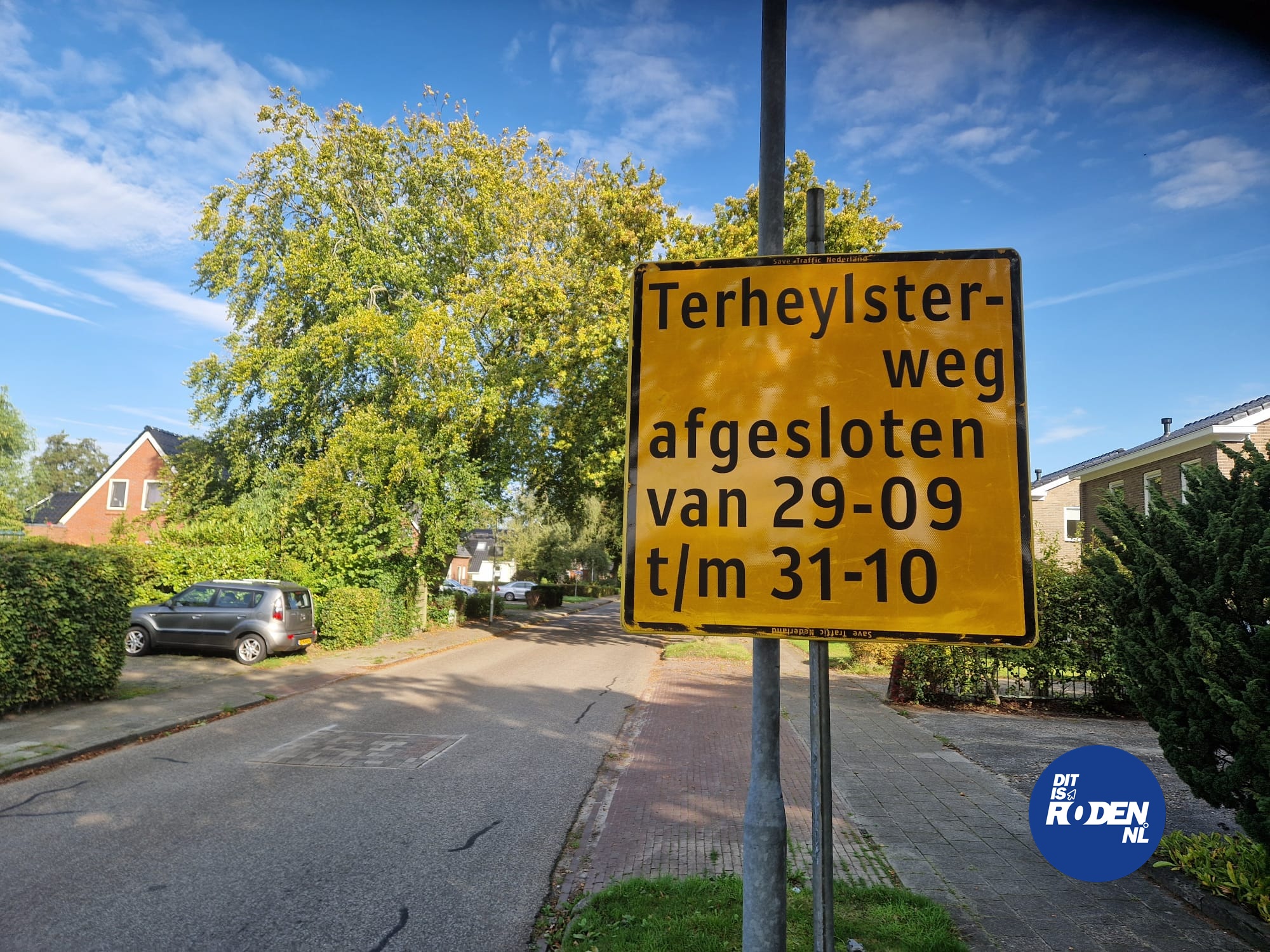 Terheijlsterweg in Nieuw-Roden maand gesloten vanaf 29 sept.