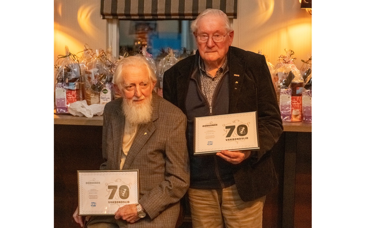 Twee jubilarissen samen goed voor 140 jaar FNV-lidmaatschap!