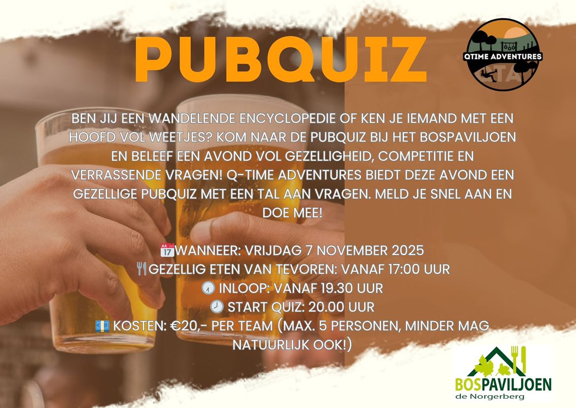 Qtime Adventures organiseert een Pubquiz in Norg!