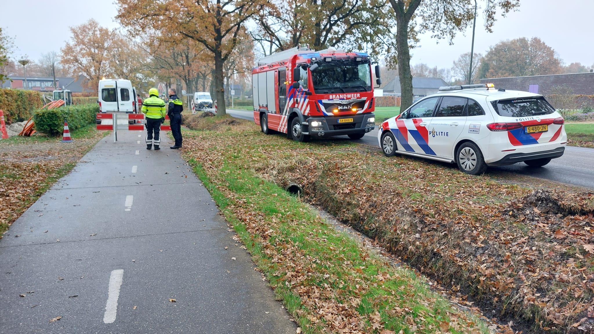 Gaslek aan Zevenhuisterweg in Nieuw-Roden door werkzaamheden