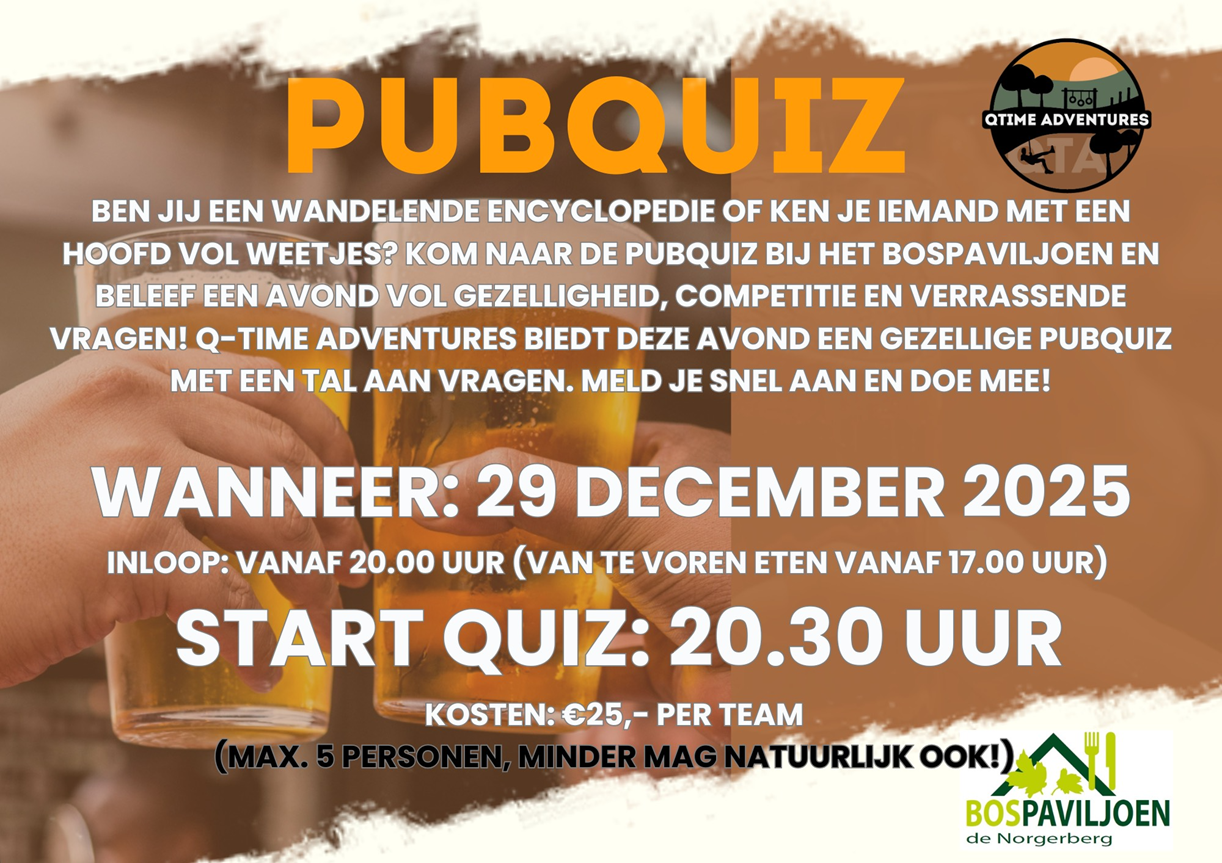 Qtime Adventures organiseert tweede Pubquiz in Norg!
