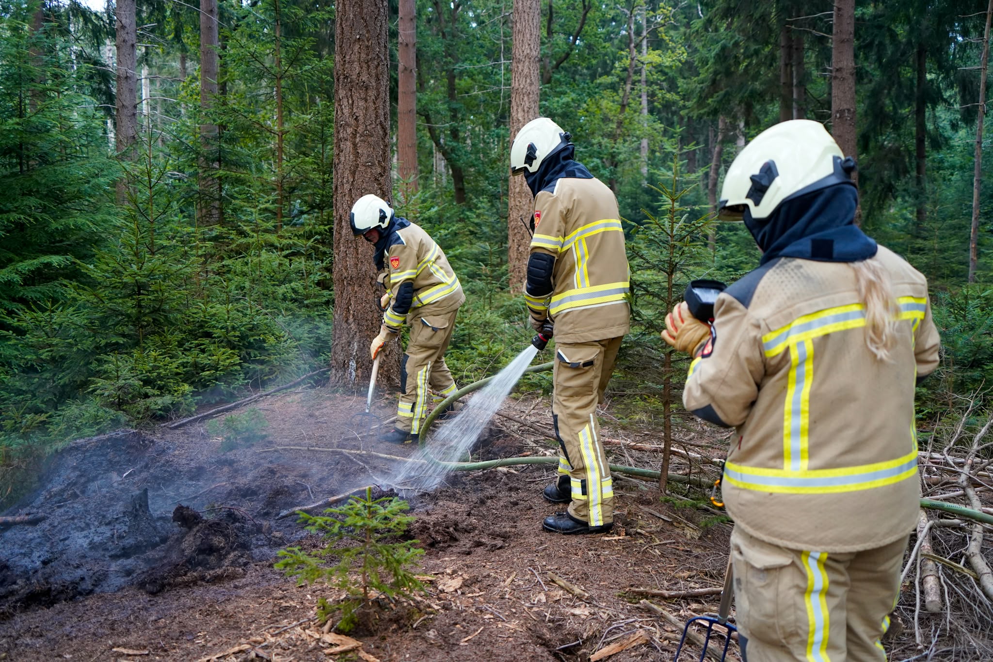 Jeugd verdacht van aansteken natuurbrand, omwonenden blussen met emmers en flessen (video)